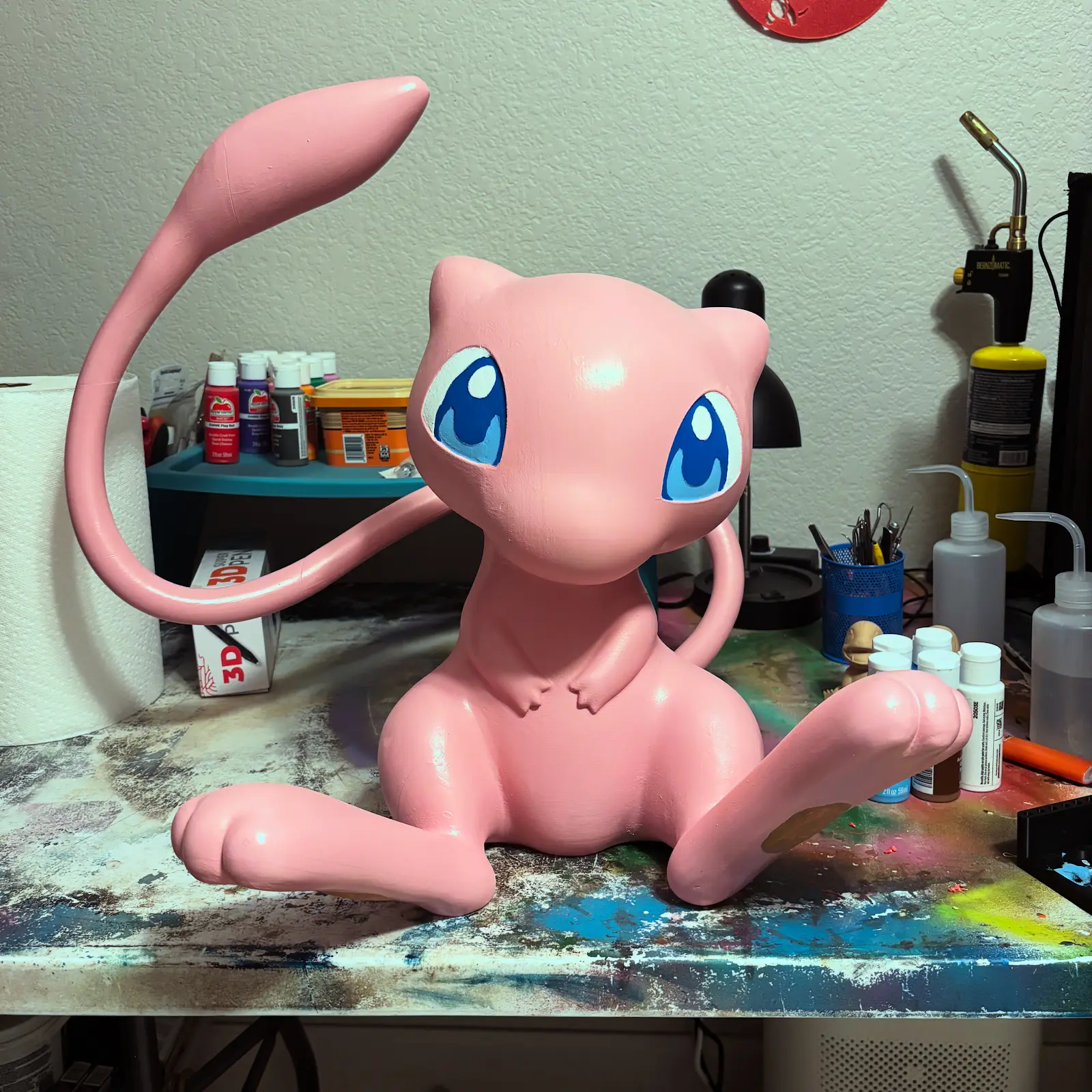 Pink Mew character display piece shown in the workshop